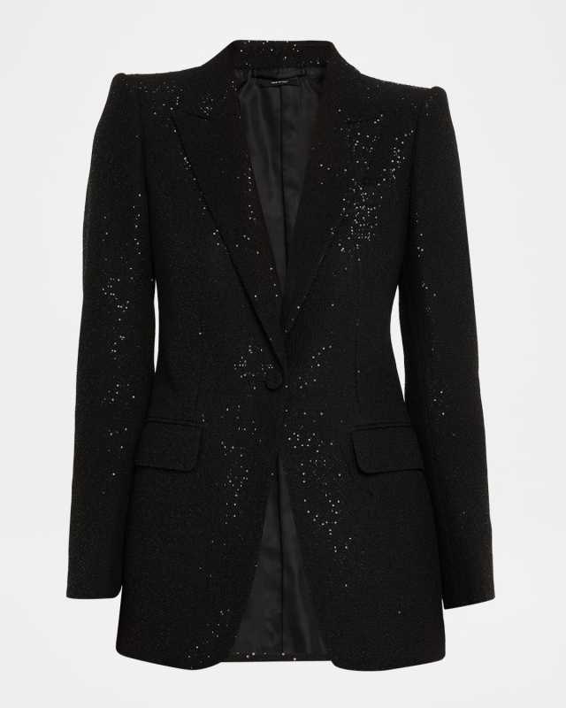 Sequined Single-Breasted Blazer Jacket